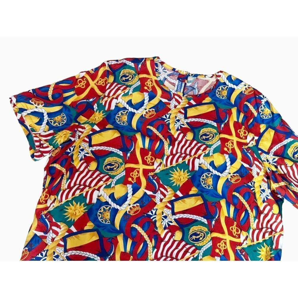 Vintage PENDLETON Nautical Colorful Short Sleeve Top 80s / 90s Size XL - Picture 3 of 8